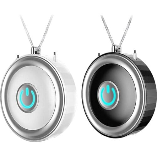 2 set Air Purifier Wearable Air Purifier Necklace USB Air Cleaner Personal Negative Ion Generator-White & Black
