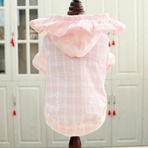 2019 Pet Dog Clothes Summer Sun Protection Dog Hooded Sun flower Pink Clothing Sunscreen Breath Thin Soft For Small Dogs Apparel