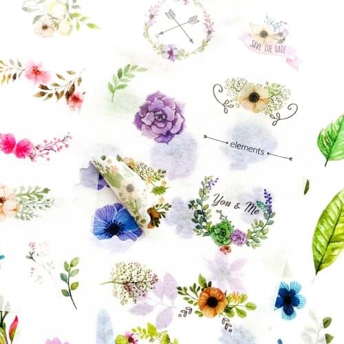 6 Sheets Summer Flowers Decorative Adhesive DIY Sticker Notebook Album Diary Decor