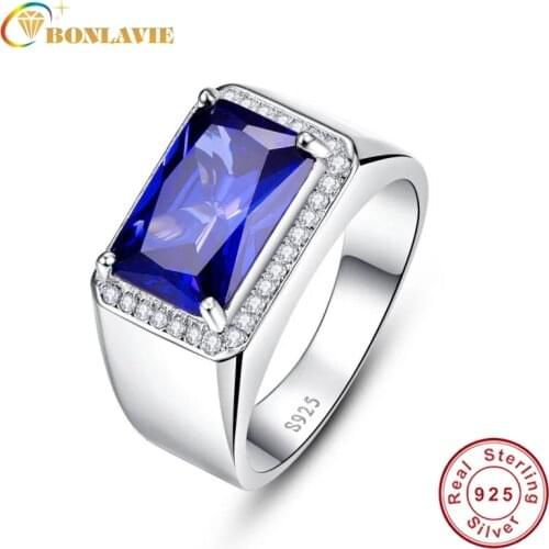 AAA Quality Luxury 7ct Blue Sapphire Ring Solid 925 Sterling Silver Jewelry Emerald Design Fabulous Charm bague anel masculino