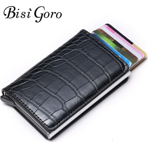 BISI GORO 2020 Blocking Wallet Business Card Holder for Plastic Cards Purse Credit Card Case Automatic Card Wallet Dropshipping