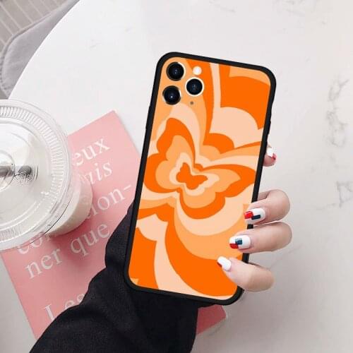 Phone Case For iPhone 12 Pro Max 11 X XS XR SE20 6 7 8Plus Butterfly Heart Love infinity Orange Hard Silicone Cover Matte Fundas
