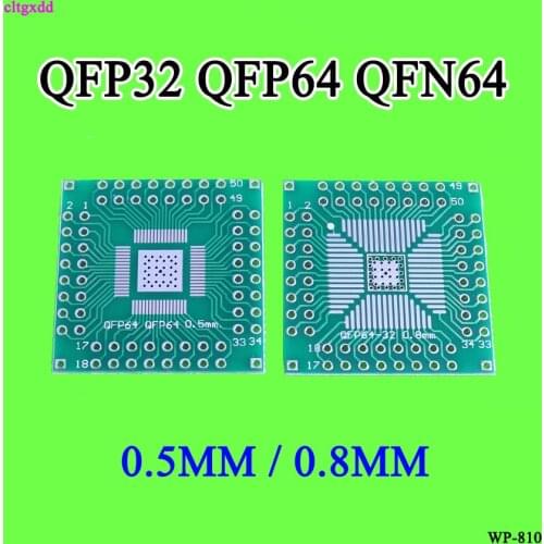 Cltgxdd 10PCS QFP32 QFP64 QFN64 turn DIP64 0.5MM 0.8MM IC adapter Socket / Adapter plate PCB
