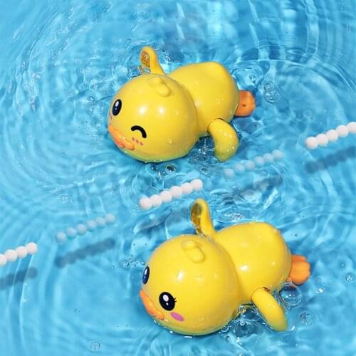 Baby Bath Toys Wind Up Swim Yellow Duck Clockwork Floating Toys Water Fun
