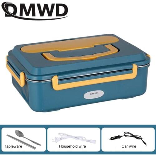 DMWD 12V/24V/220V Electric Lunch Box Portable Food Container Food Warmer Heater Rice Heating Dinnerware Sets For Home School