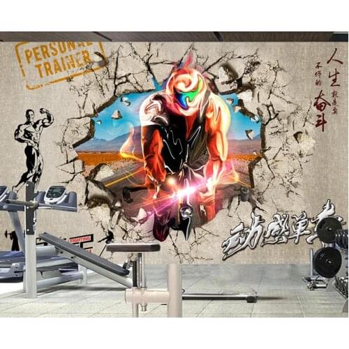 Wallpaper photo 3 d custom mural Cement breaking wall exercise fitness spinning bike living room Wallpaper for walls 3d in rolls