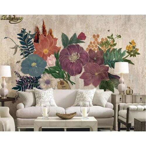 Beibehang Custom photo wallpaper mural new retro hand-painted oil painting watercolor floral wall papers home decor