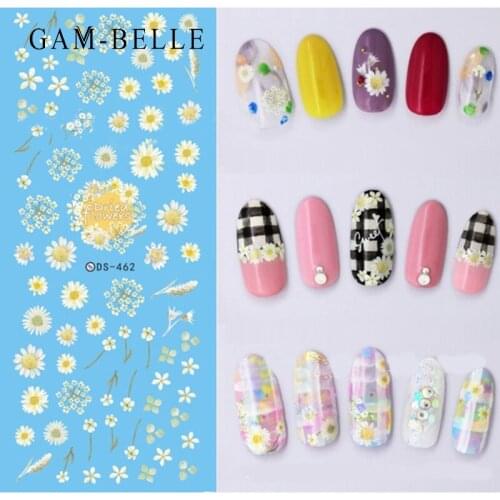 GAM-BELLE 1 Sheet Nail Sticker Flower Number Animal Design Nail Wraps Transfer Decals Christmas Nail Art Decoration Manicure