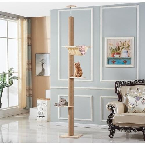 Warranty Imported Pine Wood Tianzhu Solid Cat Climbing Frame Top Standing en Furniture Litter Treefor cats cat toy