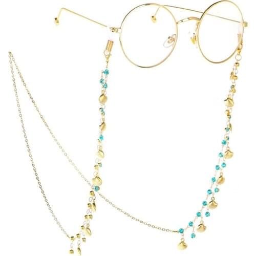 Imixlot New Arrival Rhinestone Shell String Eyeglasses Chain Reading Glasses Metal Cords Sunglasses Spectacles Holders Rope