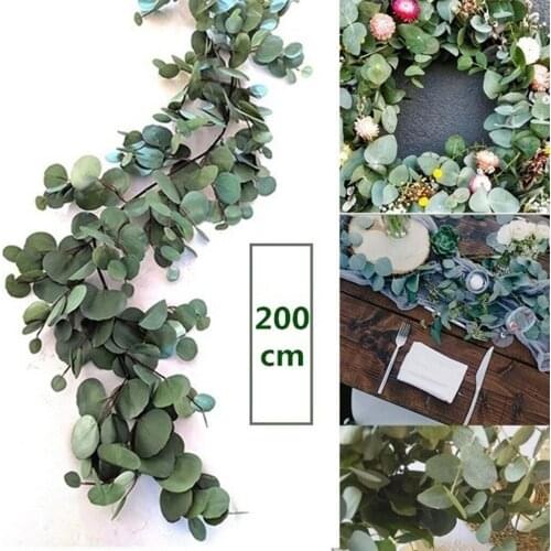 2M Artificial Flowers Plants Fake Eucalyptus Vine Garland Hanging for Wedding Home Office Party Garden Craft Art Decor