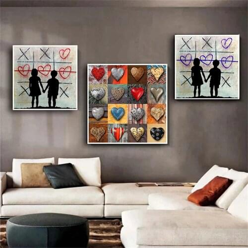 Colorful love stone Graffiti Art Canvas Painting Couples Posters and Prints Wall Art Picture for Living Room Home Decor Cuadro