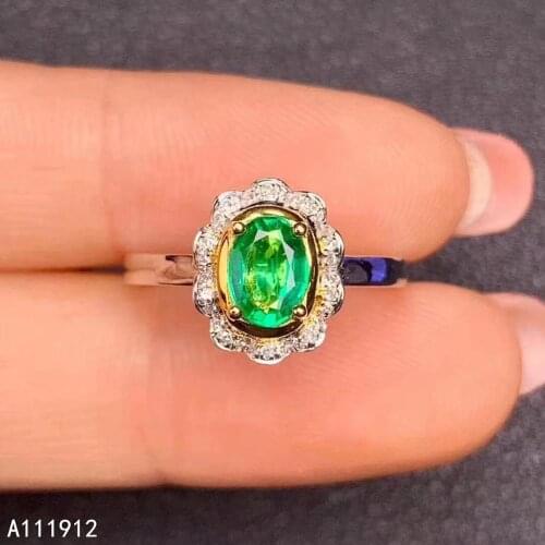KJJEAXCMY fine jewelry natural Emerald 925 sterling silver new adjustable gemstone women ring support test luxury