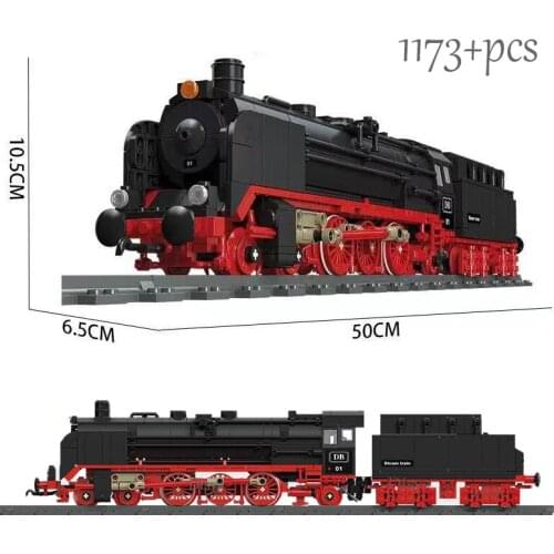 City Traffic Retro Steam Train Railway Model Building Blocks Simulation Locomotive Technical Brick Kids Toy Gifts for Children