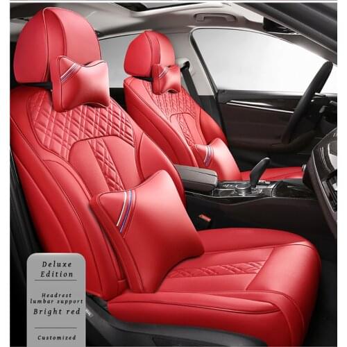 Red Leather Car seat covers For mitsubishi l200 asx lancer x outlander 3 eclipse cross colt xl pajero sport 3 accessories