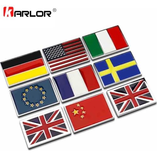 USA UK Gremany France Italy Sweden National flag emblem DIY metal car sticker body cover car Tail box labeling car styling