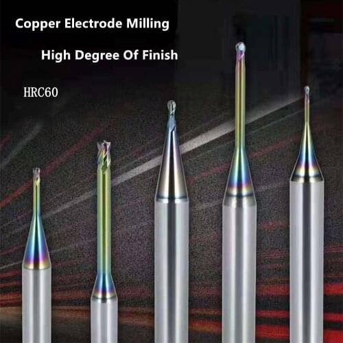 HRC60 0.2 0.4 0.6mm 0.8mm Micro Diameter Miniature 4 Flutes Rib Corner Radius End Mill Tungsten steel plain milling cutter