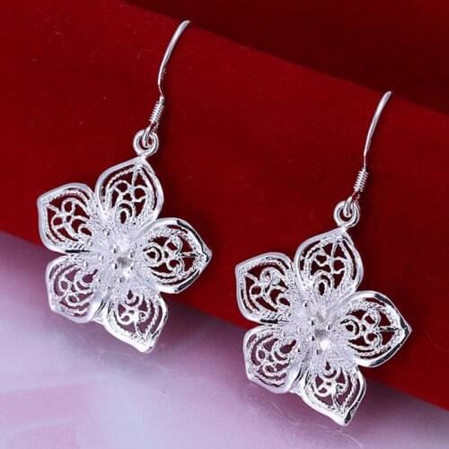 Fashion jewelry Earring For Women, Plated Earrings Flower Earrings E035 /URHNOXCM IVXZKJGC silver color