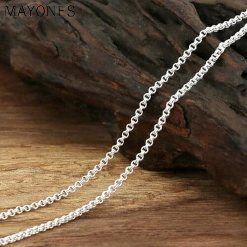 2mm 925 Sterling Silver Link Chain Necklace Men 18-24inch Chains fit Pendants Pure Thai Silver Punk Black Jewelry