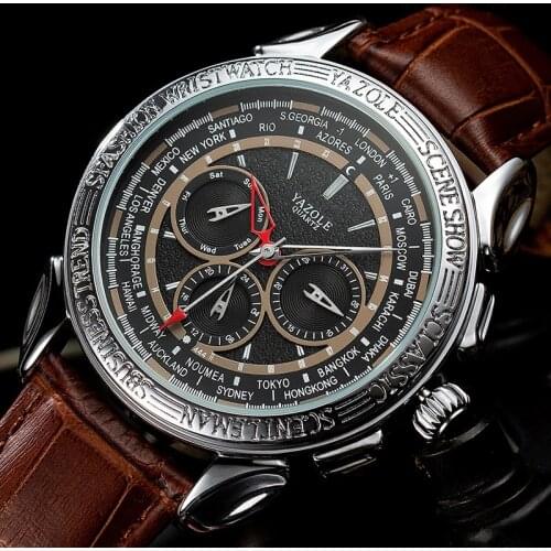 Top Brand Luxury YAZOLE Men Watch Waterproof Male Clock Fashion Mens Watches Leather Business Multifunction Design