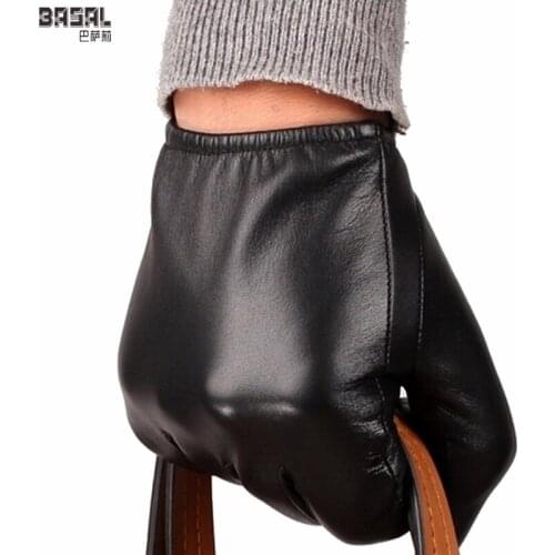 New Fashion Mens Black Brown Wrinkle-free Style Real Leather Police Tactical Driving Gloves