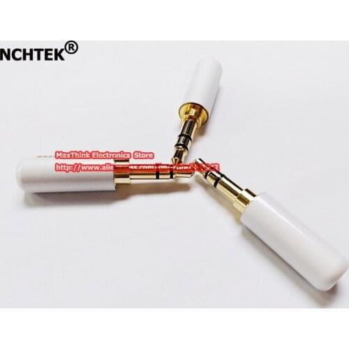 NCHTEK 3.5mm Male Plug 3 Pole Stereo Repair Audio Earphones TRS Connector, Soldering, White Color/Free shipping/25PCS