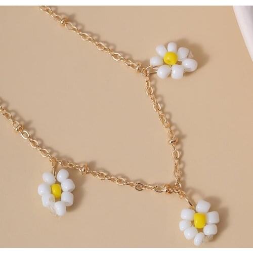 New Fashion accessories joker fresh Daisy Tassel necklaces geometry Handmade Colored Rice Beads Daisy Tassel Bracelet