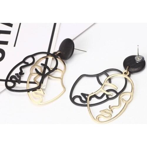 New Abstract Face Earrings Creative Women Jewelry Fashion Gift Art Hollow Dangle