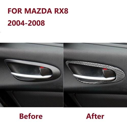 Fit For Mazda RX-8 2004-2008 Car Accessories Inner Door Handles Pulls Frame Trim Carbon Fiber Modified Interior Sticker