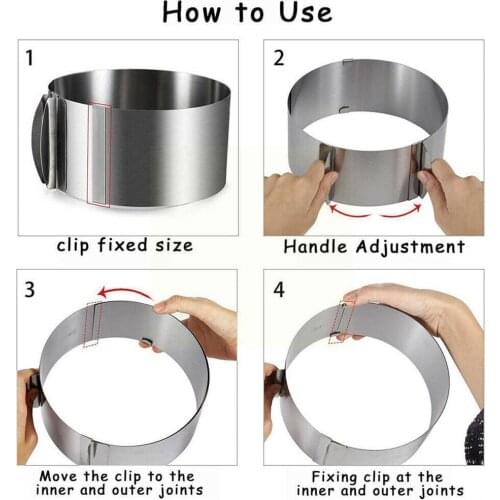 1Pc Adjustable Mousse Ring 3D Round Cake Molds Steel Baking Kitchen Dessert Moulds Cake Tools Decorating L0P6