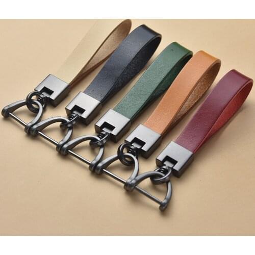 Luxury Genuine Leather Keychain Gunmetal Buckle Car Key Holder Jewelry Gift Chaveiro Key Strap Waist Wallet KeyChains Keyrings