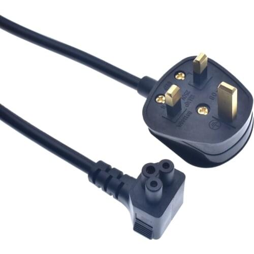 UK BS1363 Mains Plug To IEC C5 UP Angled 3pin Laptop Power Lead Cable PC Monitor Type G Adapter Extension Cord 1.5m 5ft