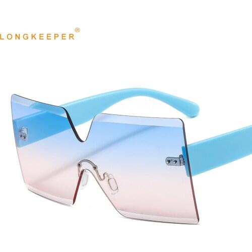 Luxury Oversized Square Sunglasses Women Men New Flat Top Gradient Sun Glasses Fashion Rimless Shades lunette de soleil femme