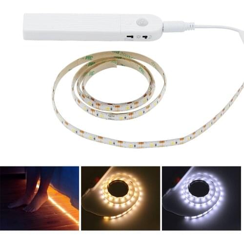 Indoor 1M 2M 3M Wireless Motion Sensor LED Strip Night light Battery Powered Under Bed lamp For Closet Wardrobe Cabinet Stairs