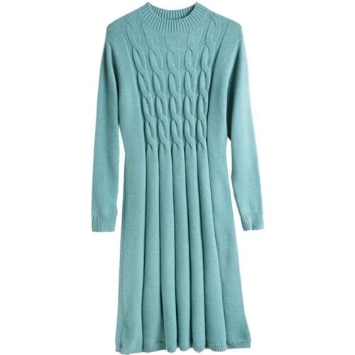 Warm thick women soft sweater dress 2020 autumn winter new fashion slim pullovers casual candy color Female long knit sweaters