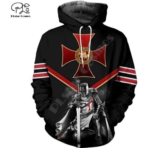 Mens women knight templar 3d all over printed Hoodies unisex long sleeve Sweatshirts jacket warrior pullover tracksuit