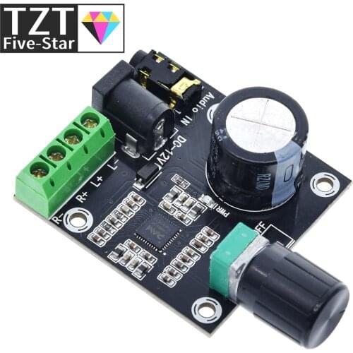 TZT Super Slim 2 x 15W PAM8610 Class D Digital Dual Power Audio Amplifier Board 12V black