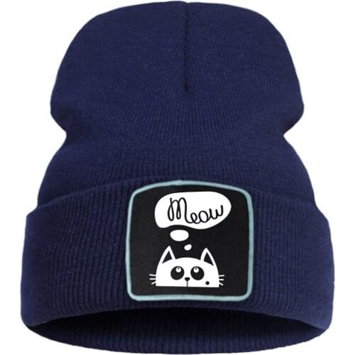 Comfortable Fashion Street Flexible Hat Anime Cat Kawaii Print Bonnet Cap Thick Outdoor Knitted Caps Hot Sale Unisex Beanie Hats
