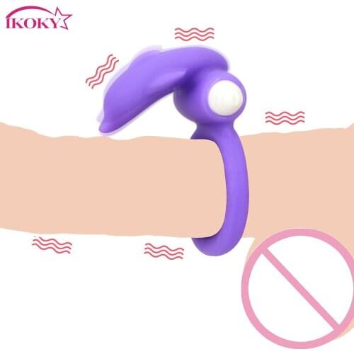 IKOKY Vibration Cock Rings Male Masturbation Penis Rings Sex Toys for Men Clitoris Stimulator G spot Delay Ejaculation