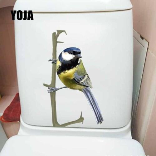 YOJA 14.6X22.9CM Hand Painted Wall Sticker Insect Bird Hand Painted Animals Toilet Decal Bathroom Home Decor Mural T5-0691