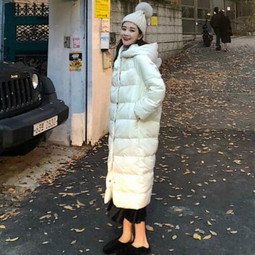 2020 New Womens Winter Warmth Extra Long Bread Cotton Coat with Hat Womens Fur Coat Casual Coat Shawl Womens Fur Coat