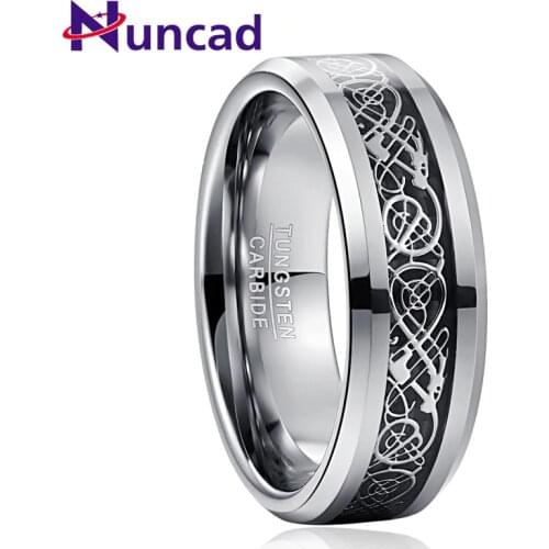 Nuncad Black Carbon Fiber Black DragonTungsten Steel Ring Comfort Fit Full Size 7-12 Engagement Party Female Jewelry 2019 NEW