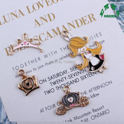 Cinderella DIY Fashion enamel charm 10pcs metal charms for jewelry making Pendants floating charms Key Chain Jewelry Accessories