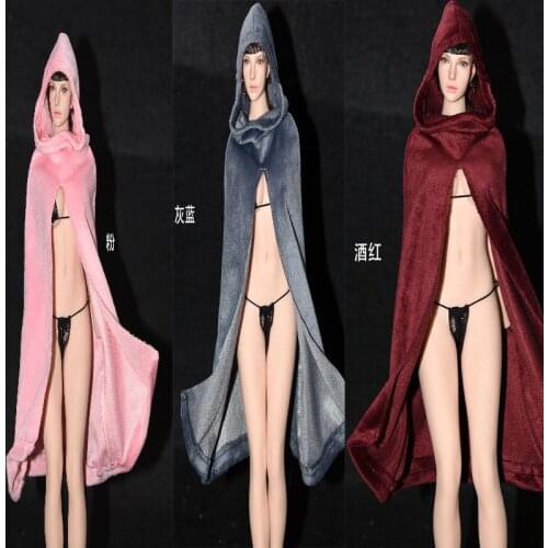 1/6 Female clothes Velvet Hooded Cloak Posed Clothes For 12'' Female PHicen TBL HT S43 S07 Action Figure Body Toys