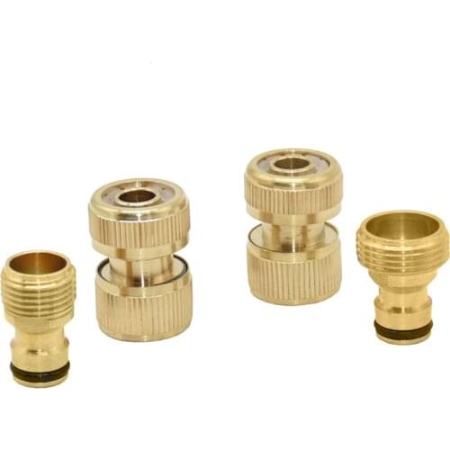 Male 1/2" 3/4" Quick Connector Brass water gun adapter for 16mm Garden hose Connector copper Adapter 1set