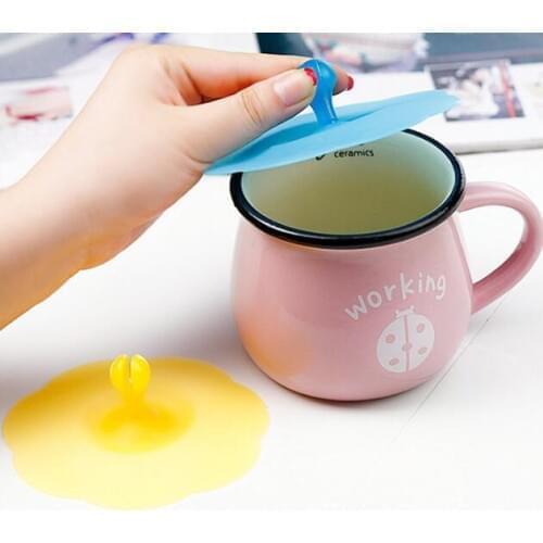 1PC Silicone Cup Lids Fashionable Creative Cup Cover Heat-resistant Cute Safe Healthy Thermal Insulation Seal Cups Lids QA 007