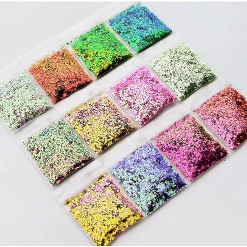 1Bag(100g) Ultrathin Chameleon Star Nail Sequins 12 Colors Nails Art Holographic Flakes Paillette For Nail Laser Glitter Sticker