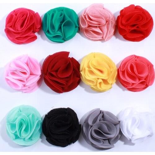 10PCS 4.5CM Fashion Chiffon Fabric Flowers For Head Wear Hair Flower For Women Girls U Pick Color