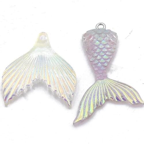 10Pcs 2 Styles Gradient Color Mermaid Resin Earring Charms Diy Findings 3D Phone Keychain Bracelets Pendant For Jewelry Making