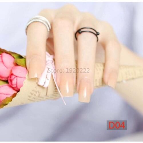24pcs Hot sell Long section Square head candy false nails decoration Transparent yellow D04
